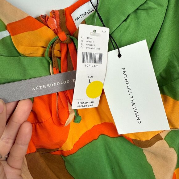 Faithfull The Brand NWT Tempio Midi Dress Costa Smeralda Print Size US 8 - Picture 8 of 10